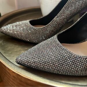 Mix No.6 Womens Sparkly Dark Grey Pointed Toe Danyah Glitter Pumps Smoke Size 10